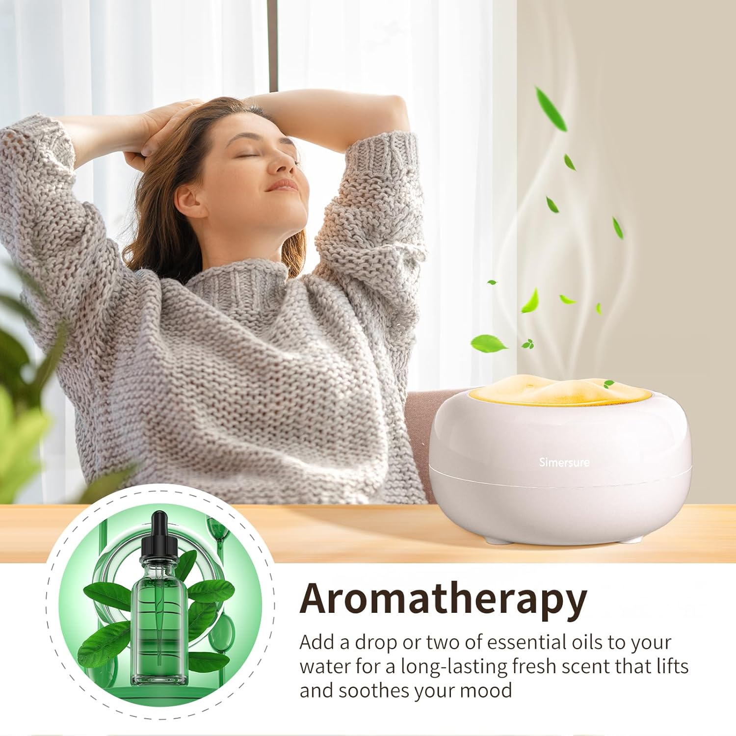 Milky White Essential Oil Diffuser Humidifier 500ml Large Room 7 LED Colors Timer Auto-Off - Image 6