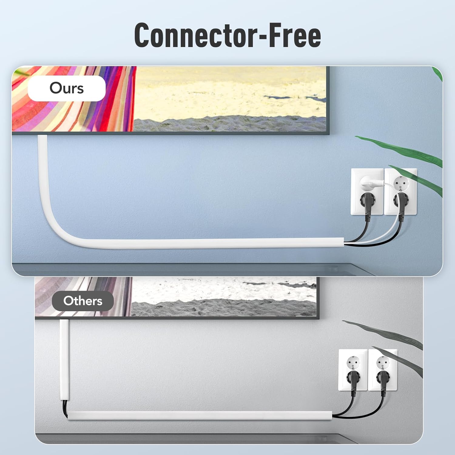 AGPTEK 78 Inch Wall Cord Hider Self-Adhesive Cable Raceway Flexible PVC 1.2" Wide x 0.5" High - Image 3