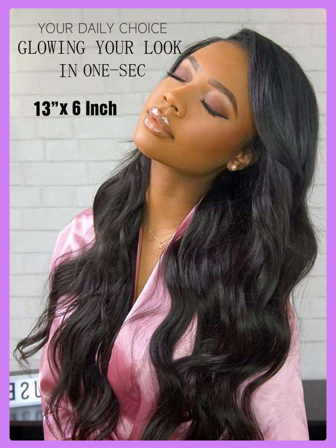 32 Inch 13x6 Body Wave Pre Plucked Natural Black Human Hair Lace Front Wig 200 Density - Image 8