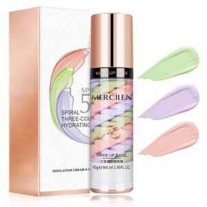 Color Correcting Primer, Tinted Sunscreen for Face, 3 In 1 One Step Color Corrector, Sweatproof and Oil Control Brightening, Foundation Makeup Primer Bloqueador Solar Facial con Color