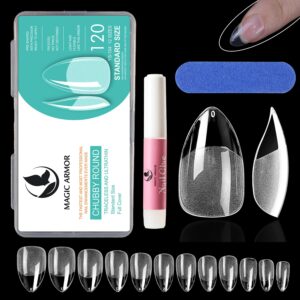 Short Almond Fake Nails 120Pcs Upgraded Half Matte Soft Gel Almond Nail Tips No Filed for Full Cover Press on Acrylic Short Almond Nails False Nails For Nail Extension 10 size Short Almond