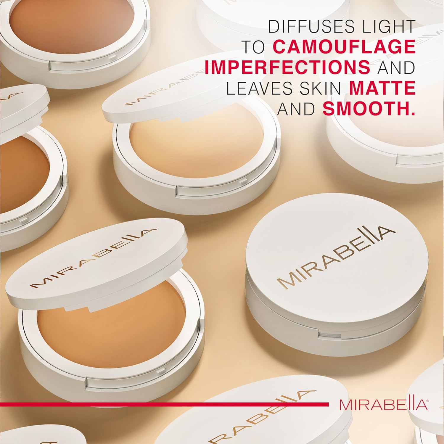 Mirabella Invincible Pure Pressed Powder Foundation 0.35 oz Porcelain P2 Buildable Mineral Makeup - Image 7