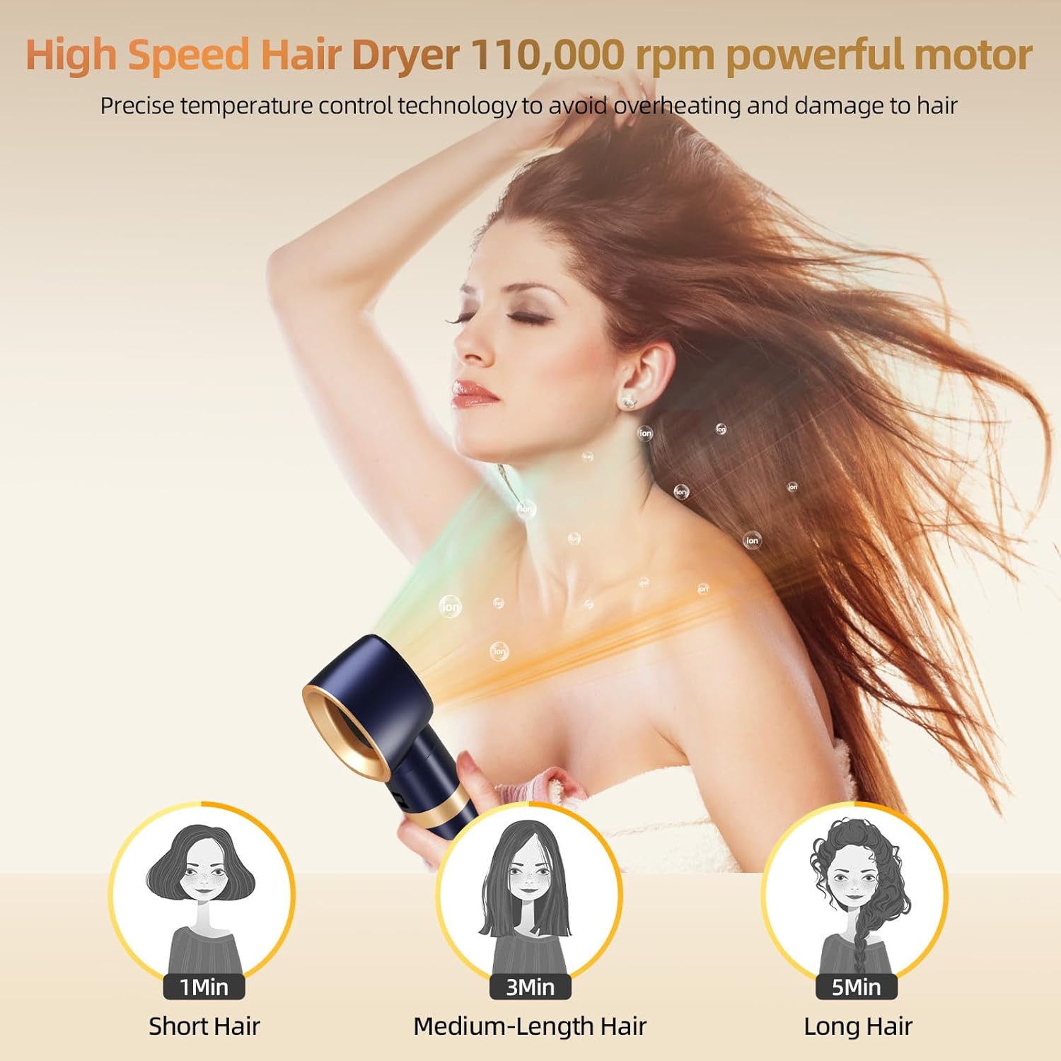 T-GOGO 6-in-1 Auto-Wrap Hot Air Brush with Ionic Technology - Black - Image 6