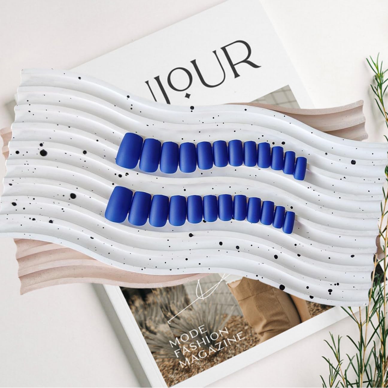 Matte Royal Blue Medium Square Press on Nails 24 PCS Reusable Gel Nails - Image 5