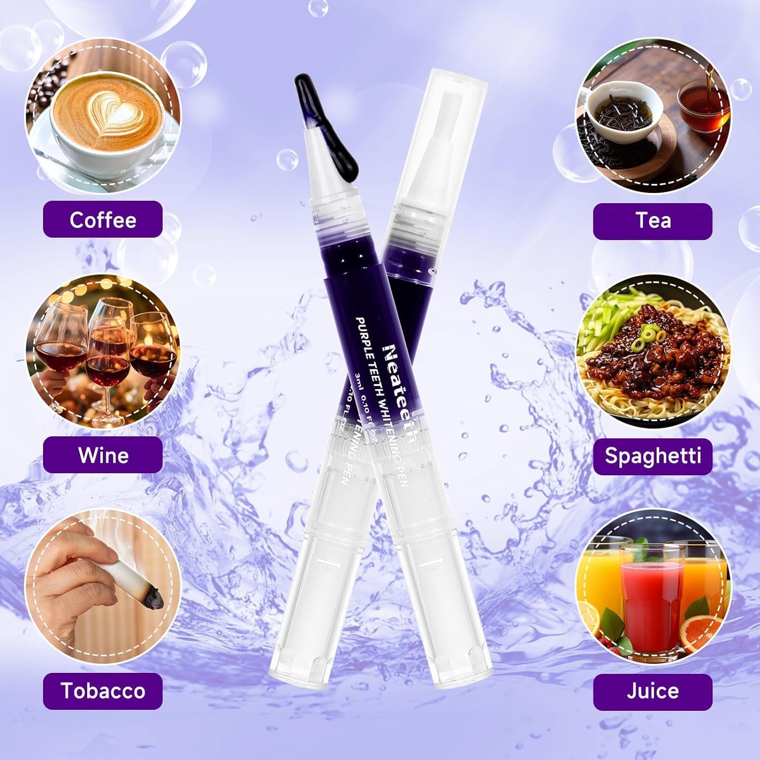 Purple Teeth Whitening Pen Set 3 Pack Instant Gel for Easy Stain Removal - Image 5