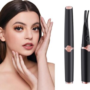 Heated Eyelash Curlers 2 in 1 Clip- Type Electric Heated lash Curler for Quick Heating Curling Finalize Eyelash Natural Curling 24H Long Lasting for Women Makeup Tools (Black)