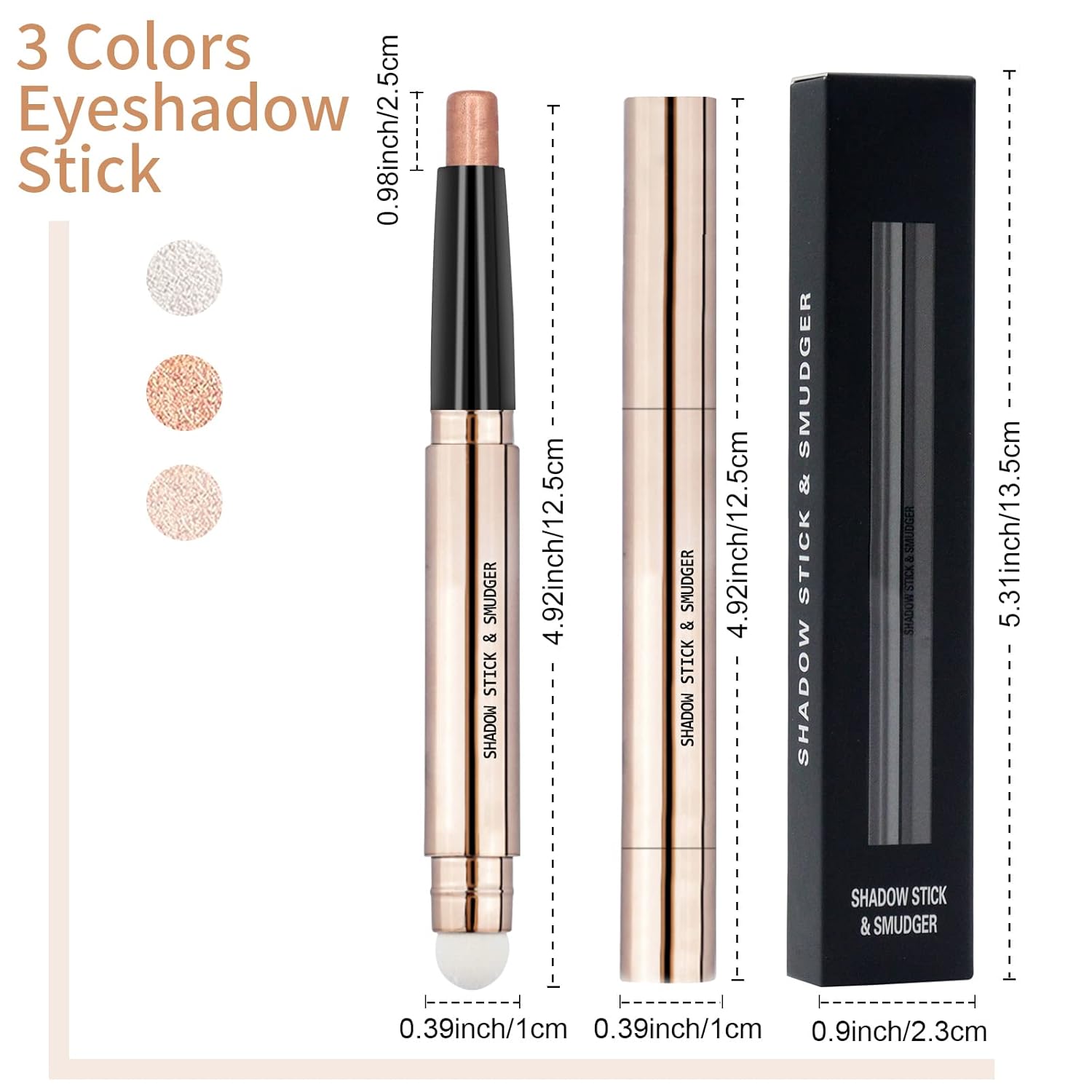 POPMISOLER 3 Pc Glitter Eyeshadow Stick Set Waterproof Cream Formula Soft Smudger - Image 5