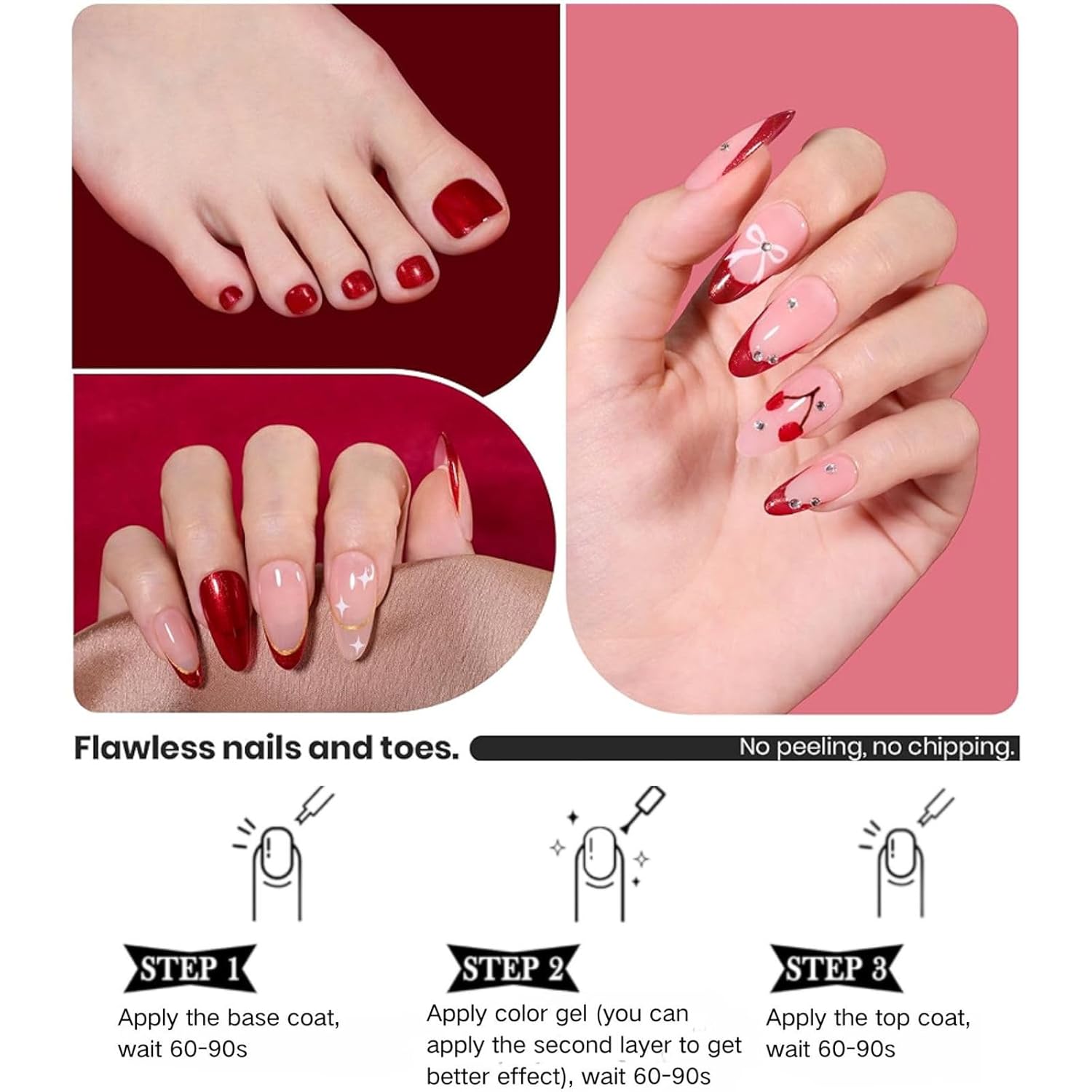 15ml Dark Burgundy Red Shimmer Nail Polish, Quick Dry Glitter Varnish for Nail Art - Image 7