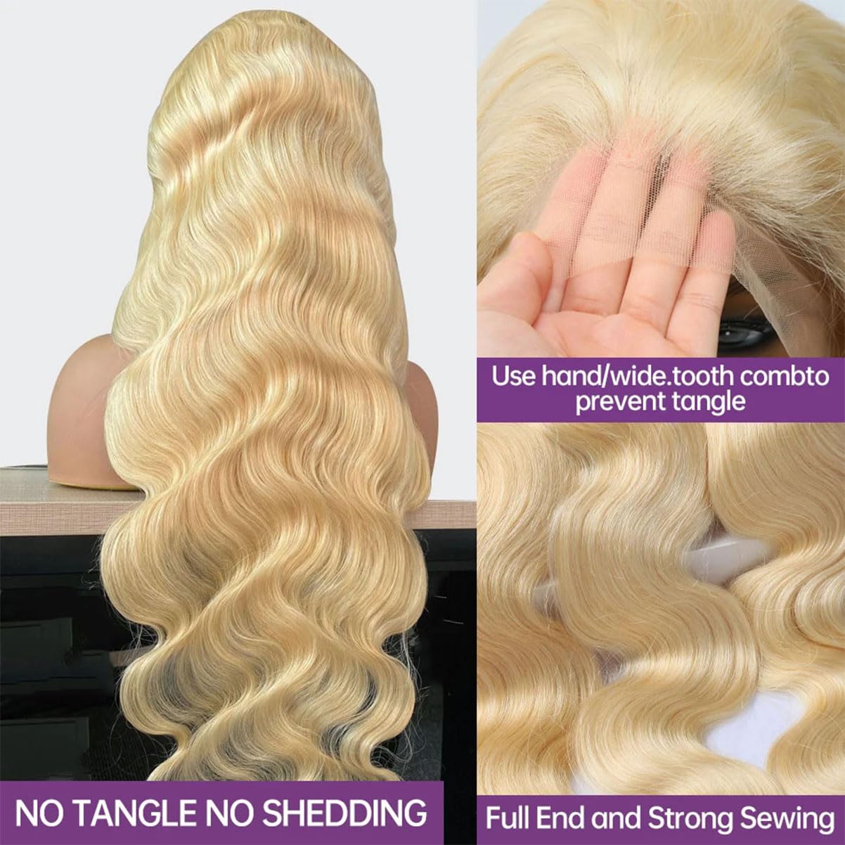 30 Inch 613 Blonde Body Wave 180% Density Glueless Human Hair Lace Front Wig - Image 6