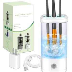 Electric Makeup Brush Cleaner, 7000 RPM Makeup Brush Cleaner Machine, Efficient Automatic Portable USB Cleaner Tool for All Types of Makeup Brushes, Convenient Makeup Brush Cleaning-Transparent 