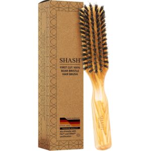 Made in Germany - SHASH + KELLER BÜERSTENFABRIK 100% First Cut Boar Bristle Hair Brush, Suitable For Thin To Normal Hair - Naturally Conditions Hair, Improves Texture, Exfoliates, and Stimulates