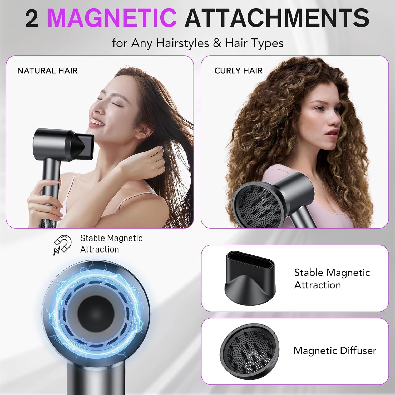 160000 RPM Professional Ionic Hair Dryer, Low Noise, Travel Size with Diffuser - Image 6
