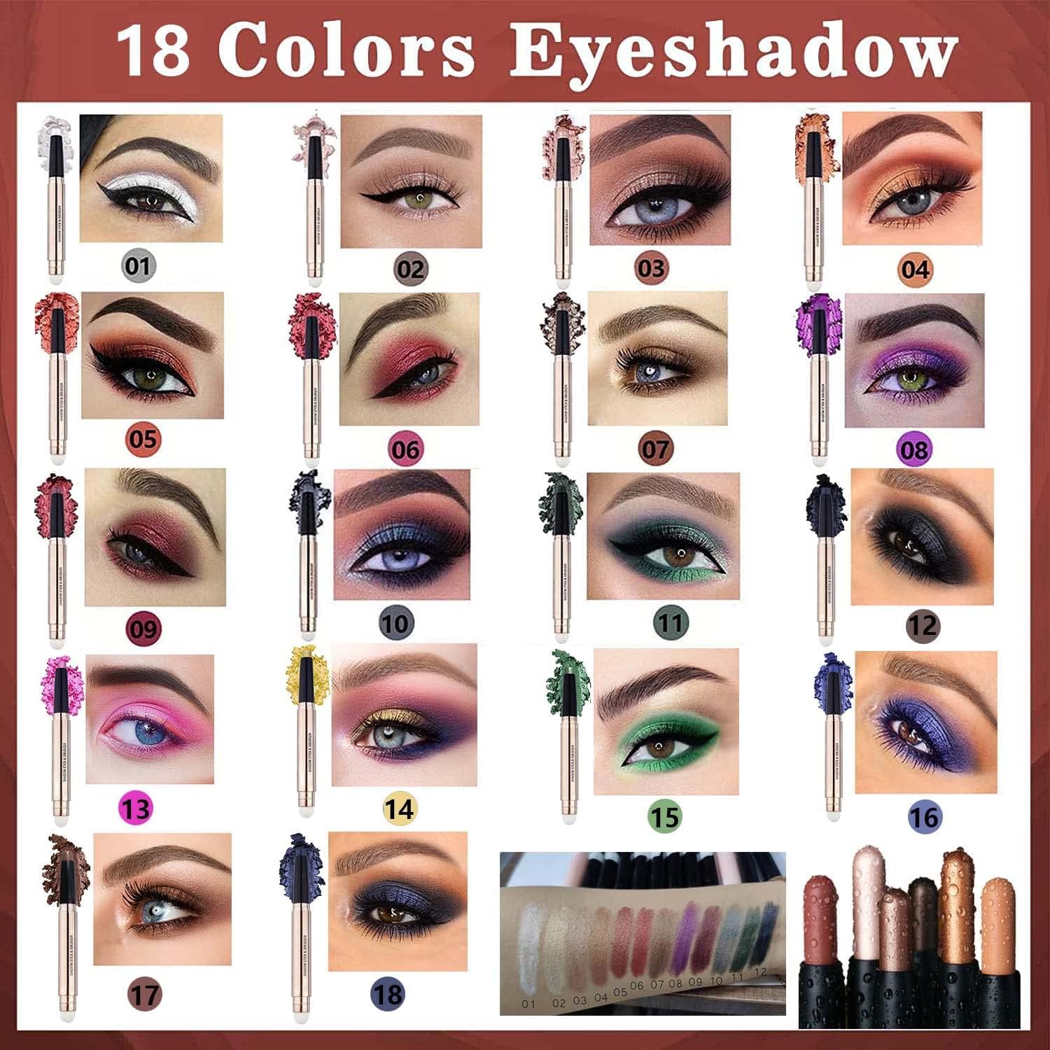 Waterproof Cocoa Brown Shimmer Eyeshadow Stick with Built-in Sponge Brush 0.12 oz - Image 7