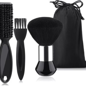 Patelai 3 Pieces Neck Duster Brush Barber Hair Blade Clipper Soft Nylon Trimmer Shaver Razor Cleaning with Storage Bag for Hair Styling(Black)