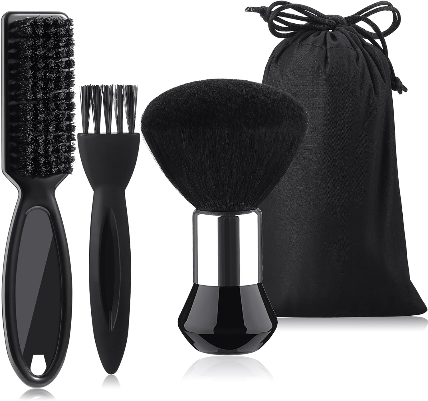 Patelai 3 Pieces Neck Duster Brush Barber Hair Blade Clipper Soft Nylon Trimmer Shaver Razor Cleaning with Storage Bag for Hair Styling(Black)