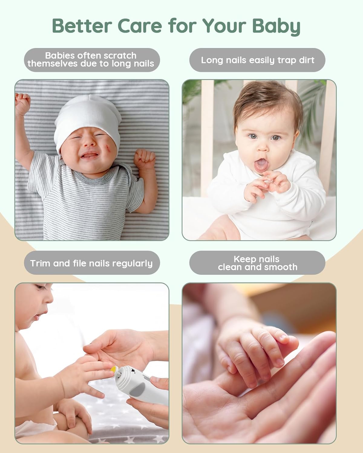 Lilian&Gema 28-in-1 Baby Healthcare Grooming Kit, Rechargeable Nail Trimmer for Infants Toddlers - Image 9