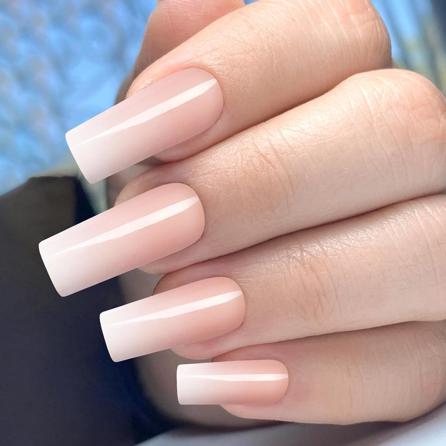 120 Pcs Glossy Square Ombre Press on Nails Full Cover Pink Artificial Fingernails for Women - Image 3