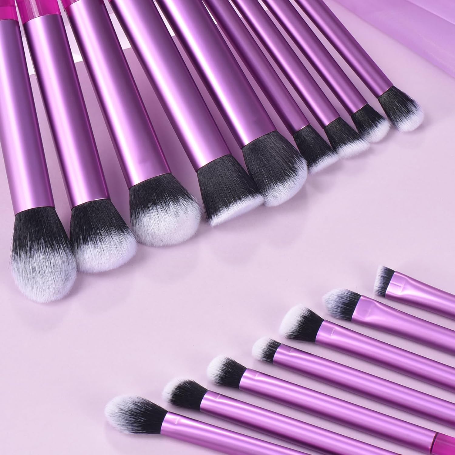 22 Piece Purple Makeup Brush Set with Case, Soft Synthetic Hair for Foundation and Eyeshadow - Image 6