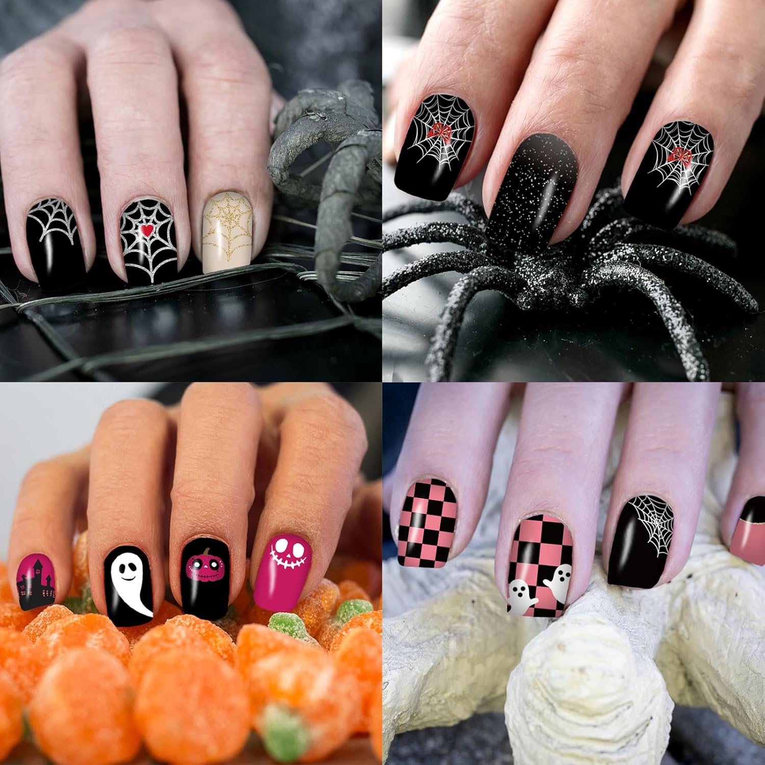 12 Sheets Halloween Nail Wraps Stickers with Glitter Patterns and 2 Nail Files for DIY Decor - Image 6
