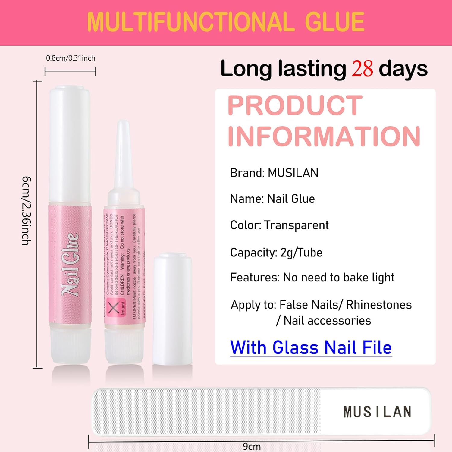 40PCS Super Strong Nail Glue for Acrylic Press-On Nails Quick-Dry Gel 0.07OZ Each - Image 2