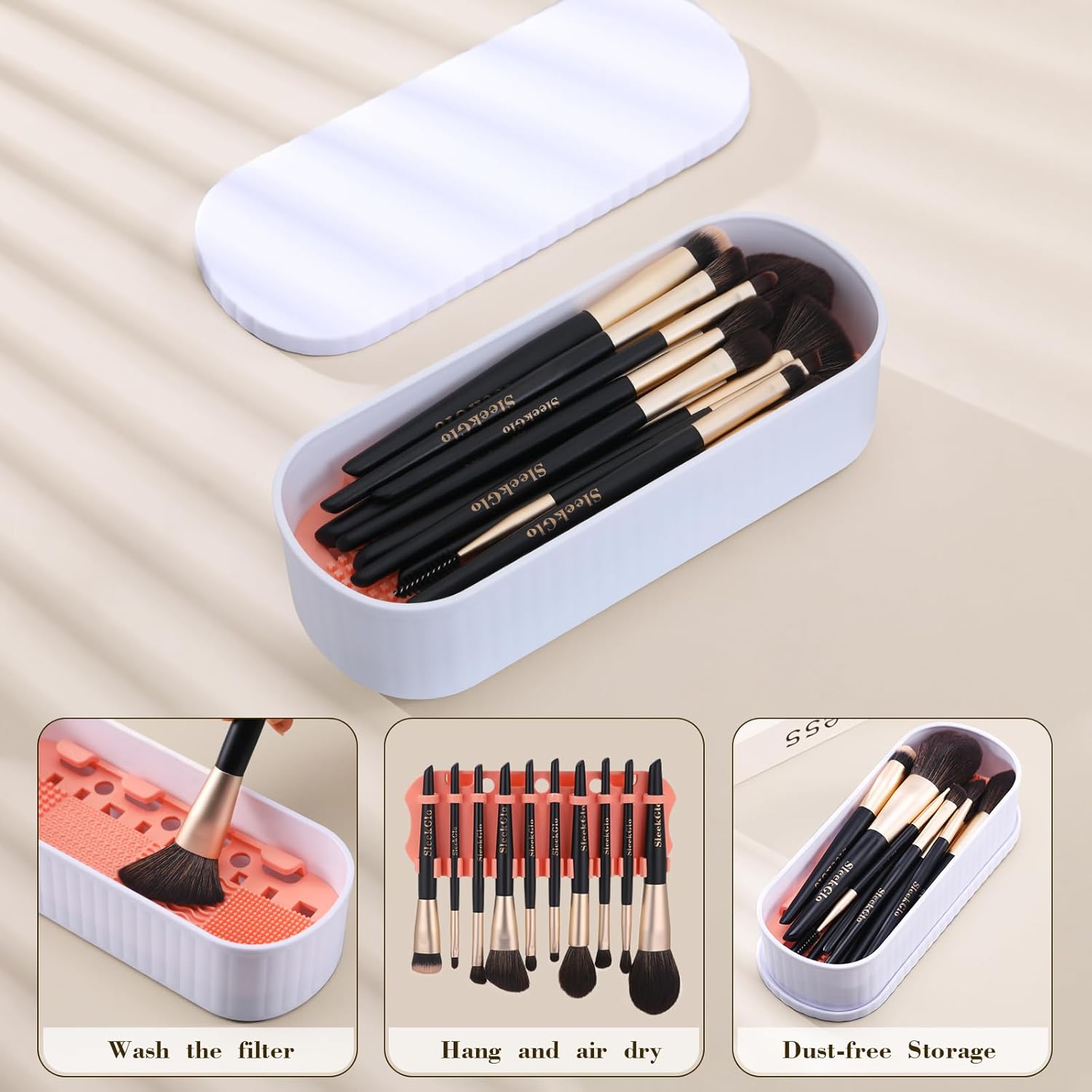 12-Piece Premium Synthetic Makeup Brush Set with Cleaner Box for Travel and Home Use - Image 4