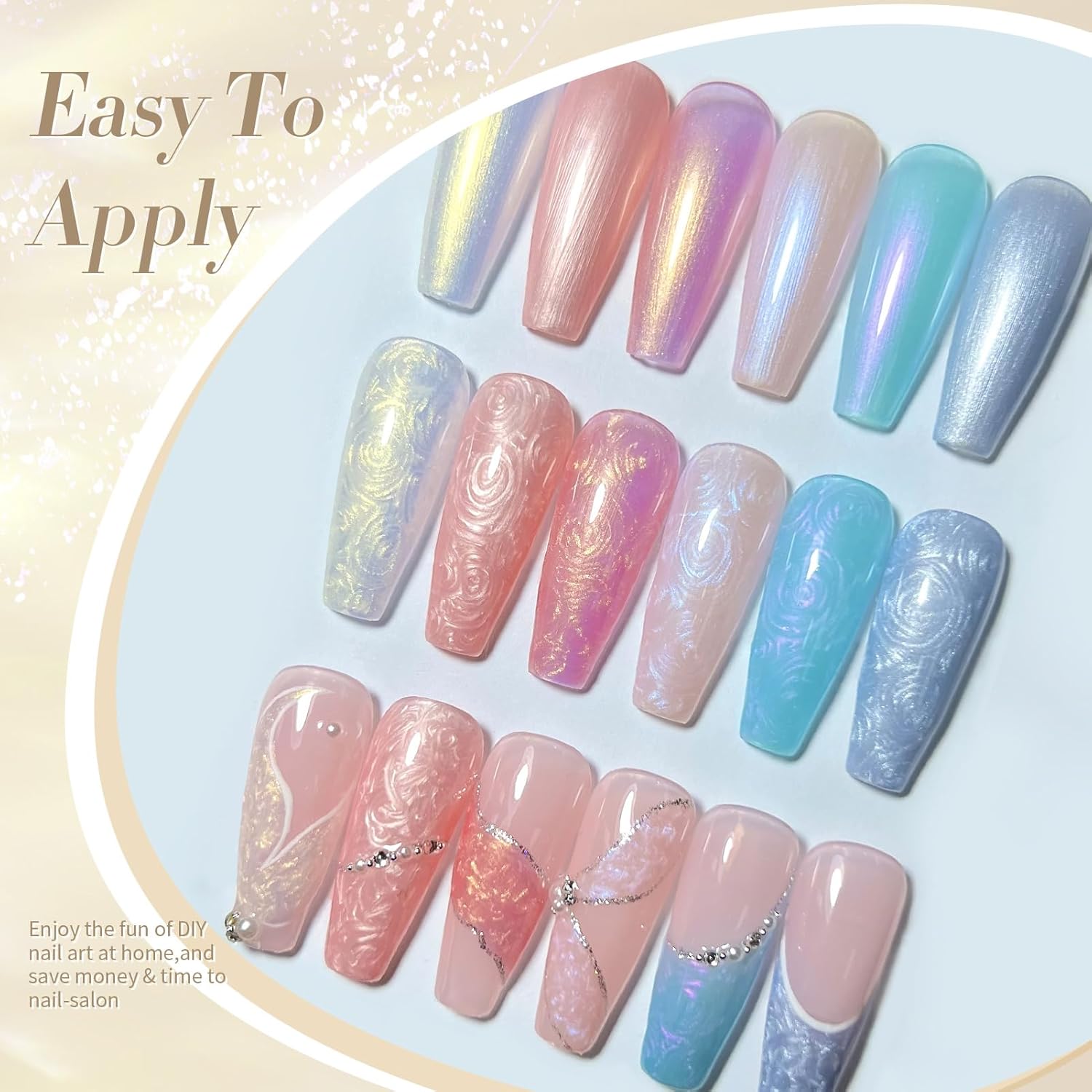 Born Pretty 6PCS Iridescent Glitter Pearl Gel Nail Polish Set with Shimmer - Image 9