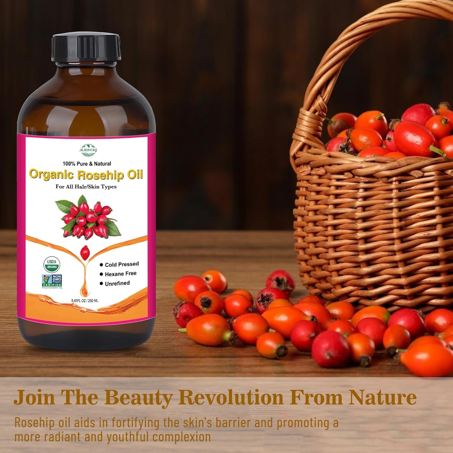 Pure Organic Rosehip Seed Facial Oil 8.45oz Cold Pressed Unrefined - Image 6