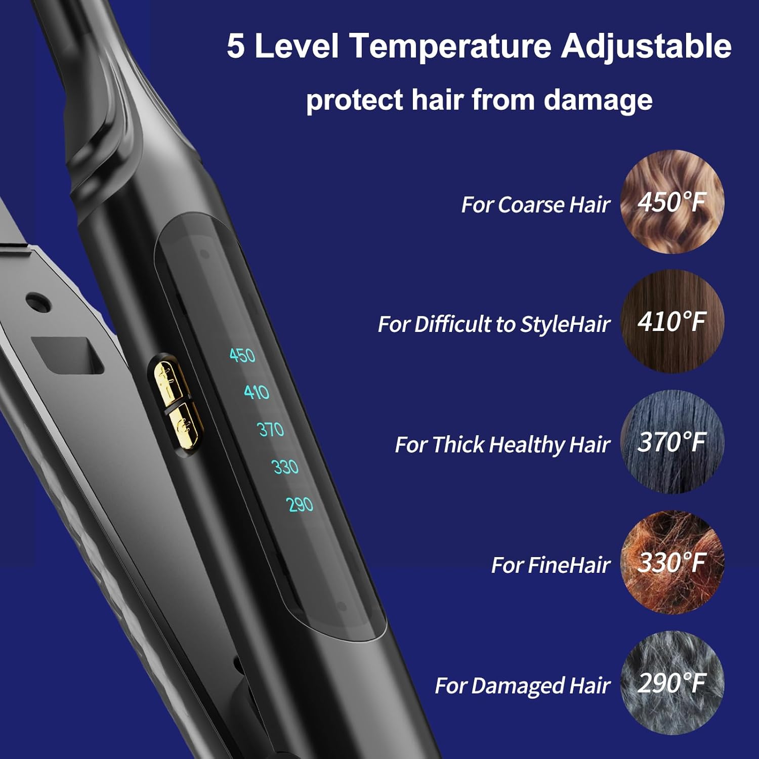 3/10 Inch Mini Pencil Flat Iron for Short Hair, Black, LED Display - Image 6