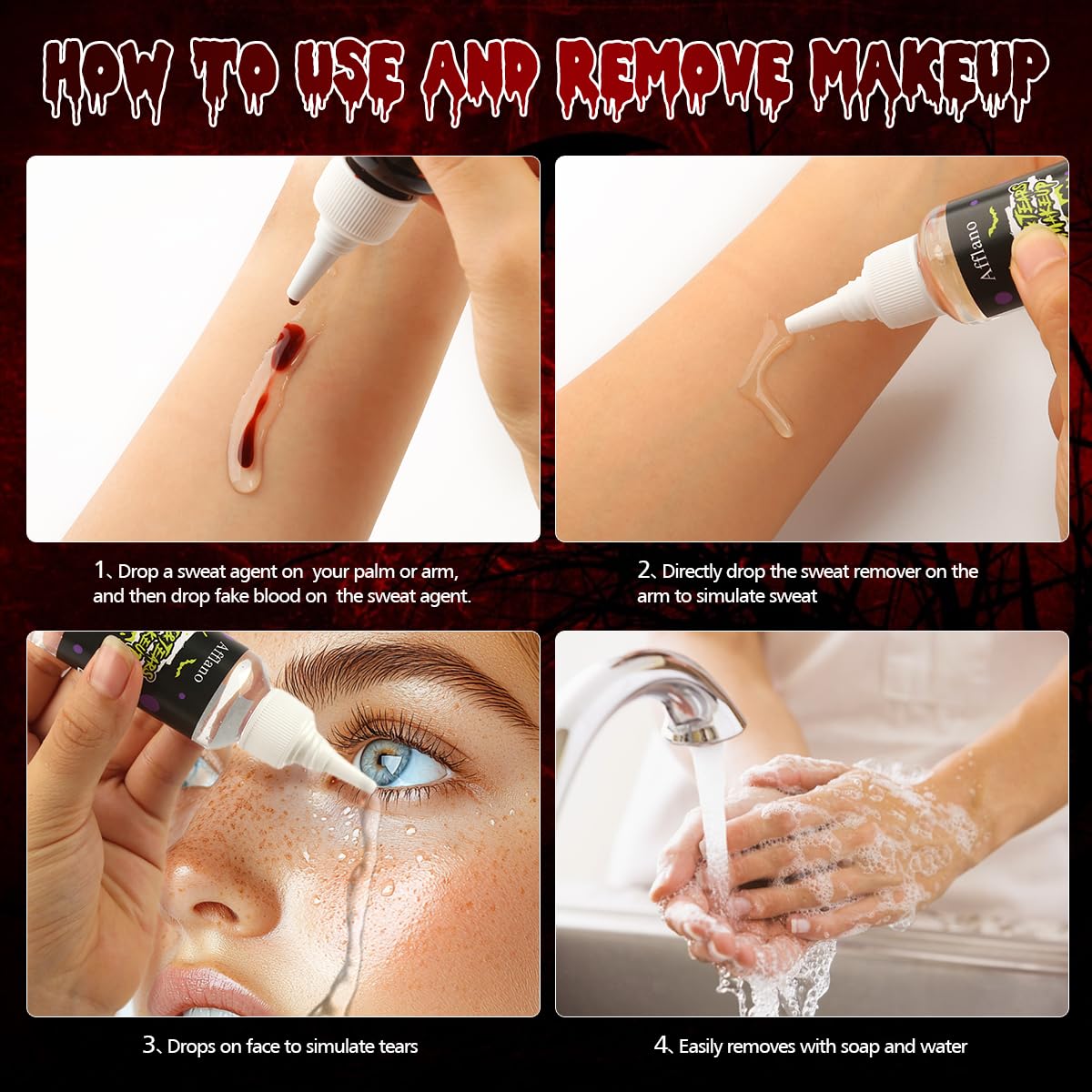 SFX Sweat & Tears Hypoallergenic Fake Makeup Gel 4 oz for Halloween Costumes - Image 2