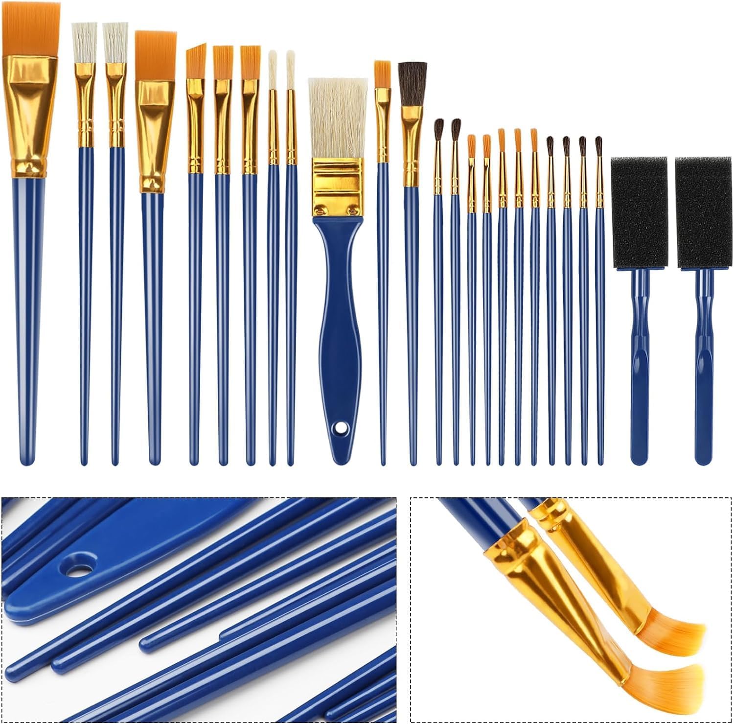 All Purpose 25 Piece Kids Craft Paint Brush Set for Acrylic Watercolor - Image 3