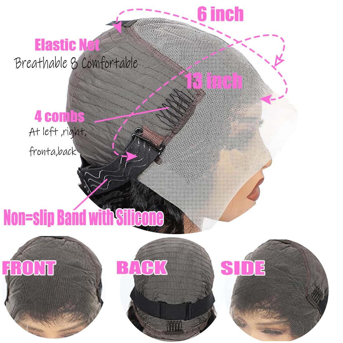 13x6 Deep Curly 32 Inch 180 Density Human Hair Lace Front Wig, Pre Plucked - Image 3