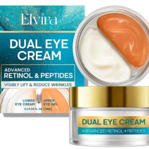Elvira Dual Eye Cream with Stem Cell Extracts, Dual Retinol, Five-Peptide Complex for Dark Circles, For Puffiness And Bags Under Eyes, Wrinkles, Anti Aging, Tightener, Moisturizing, 0.68 OZ