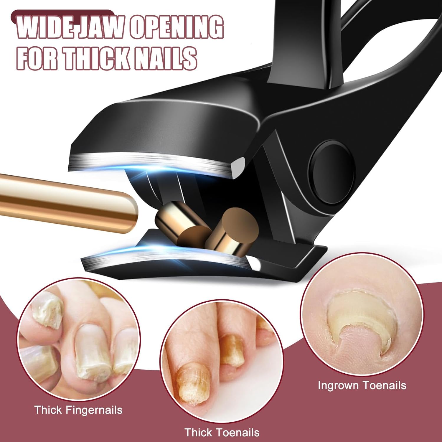 Heavy Duty Large Toenail Clippers for Seniors with Catcher - Sharp Angled Blades for Thick Nails - Image 3