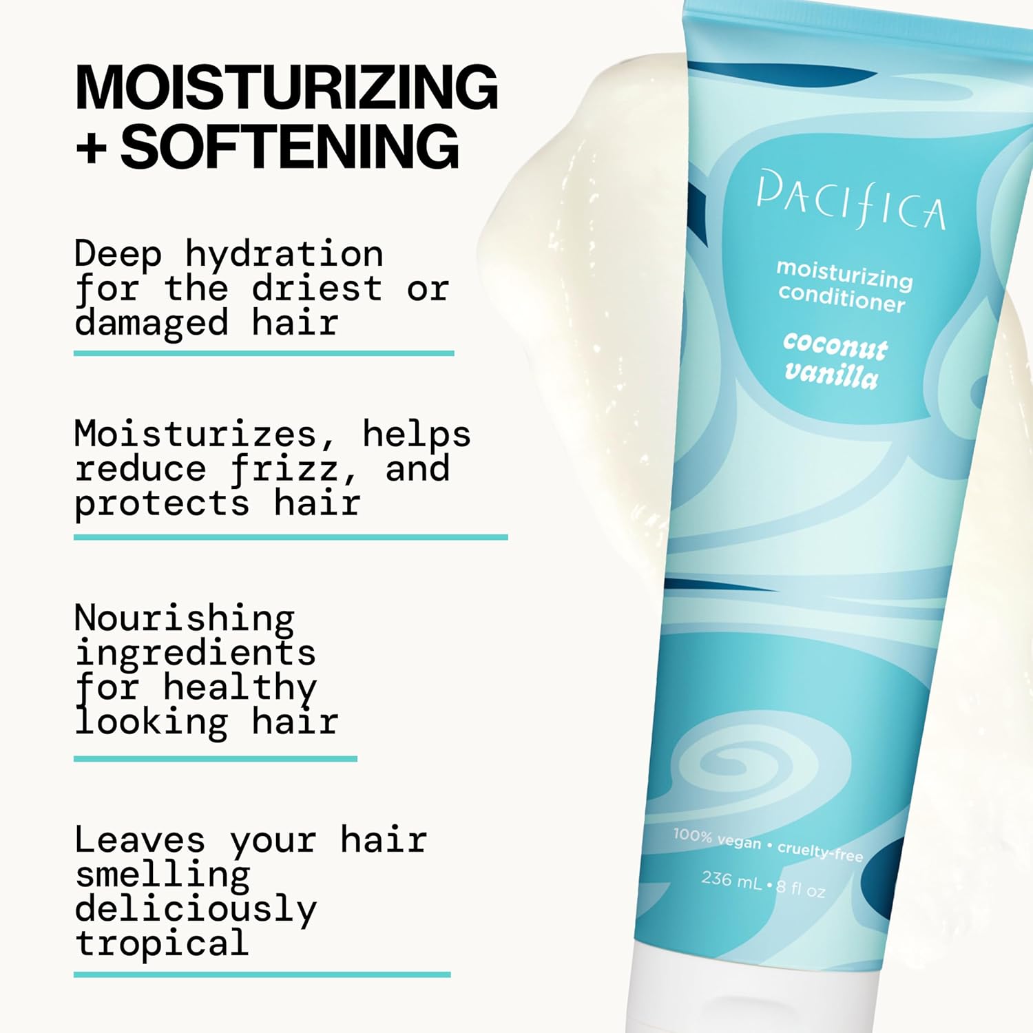 Pacifica Coconut Vanilla 8 fl oz Vegan Hair Conditioner for Dry Damaged Hair - Image 6