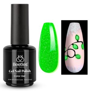 beetles Gel Polish 15Ml Glitter Green Halloween Glow in the Dark Nail Polish Green Gel Polish Soak off Uv Led Nail Lamp Green Gel Nail Polish Nail Art Gel