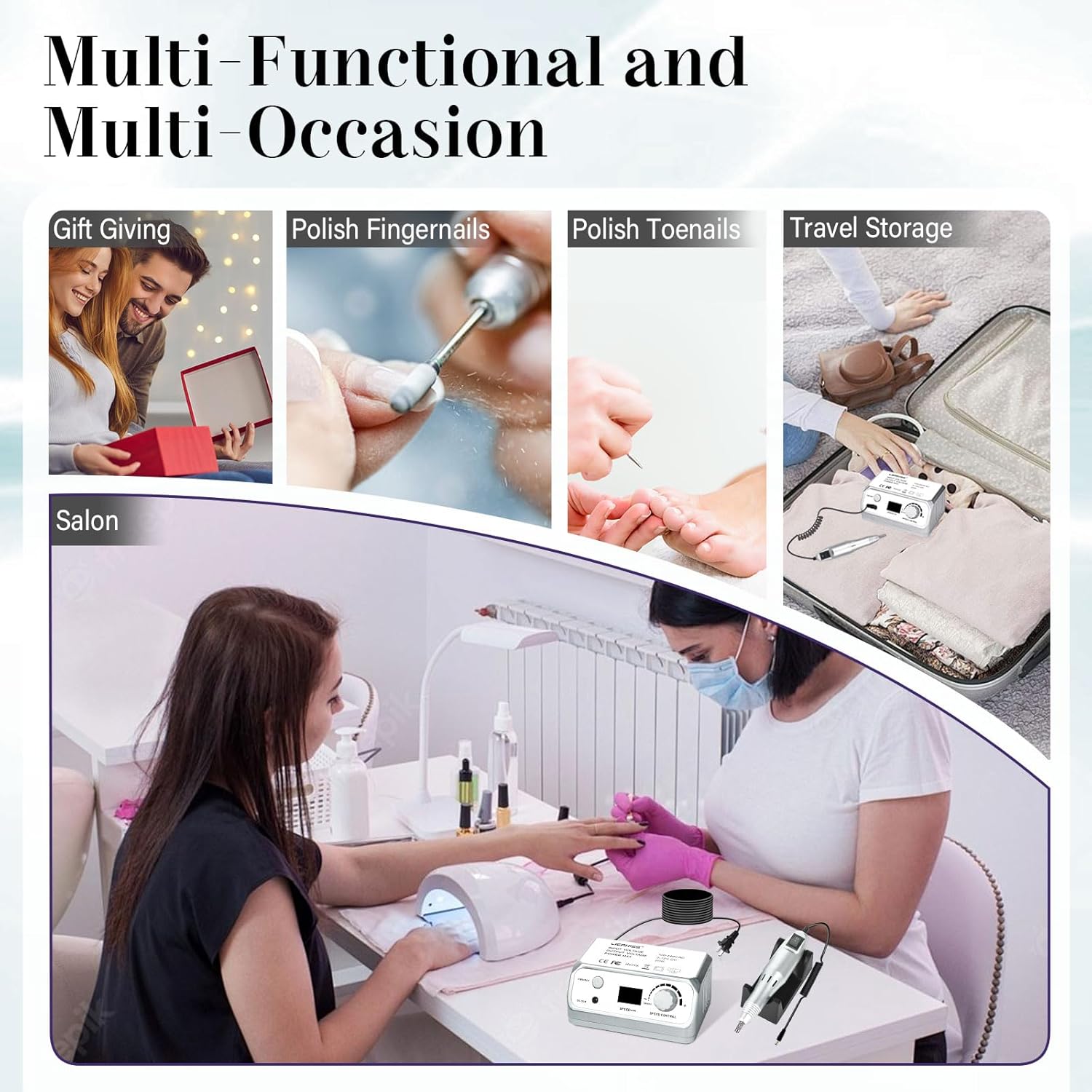 35000RPM Professional Electric Nail Drill Set with 100 Sanding Bands and Bits for Manicure Pedicure - Image 7