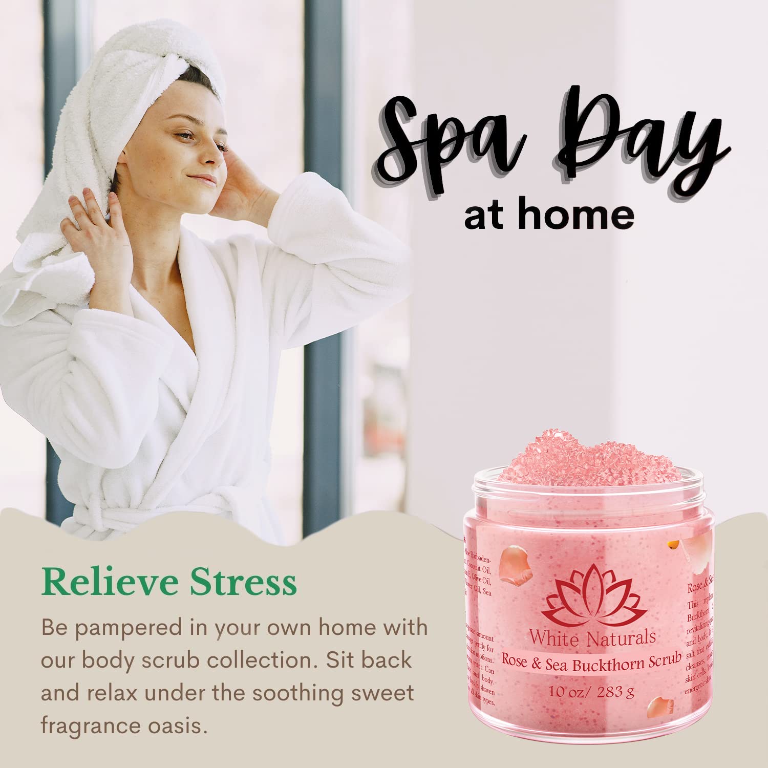 Organic Rose & Sea Buckthorn Face and Body Scrub for Soft Skin, 8 oz - Image 6