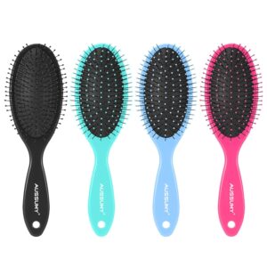 4 Pack Detangling Hair Brush - Air Cushion Detangler Hairbrush with Ultra Soft Bristles for Effortless Tangle Removal - For Wet Dry Damaged Curly Hair for Women Men Boys Girls Adult Kids -Mixed Colors