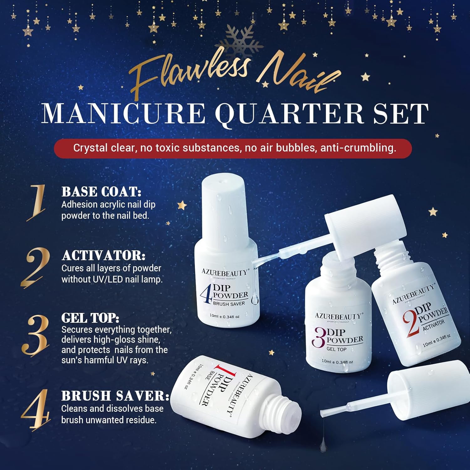 AZUREBEAUTY 20 Color Dip Powder Nail Kit with Color Changing Glitter Liquid - Image 8