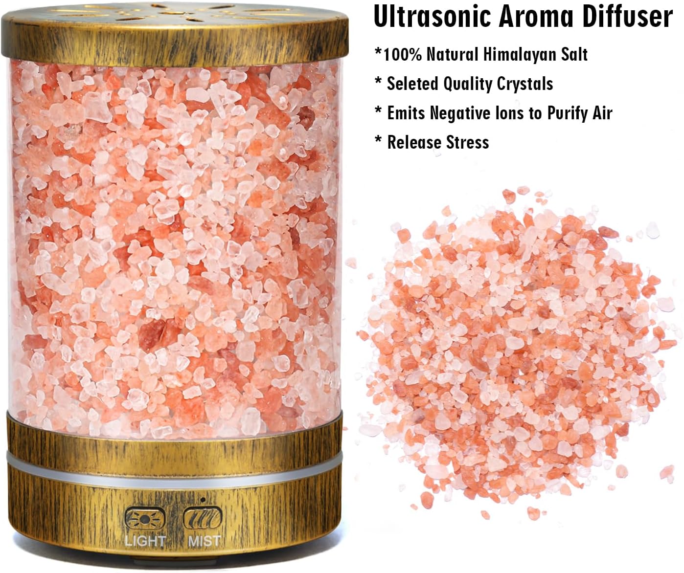 Himalayan Pink Salt Essential Oil Diffuser 120ml Capacity with 7 Color Lights - Image 2