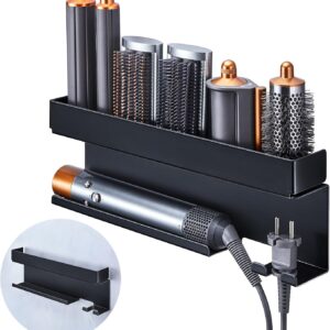 Storage Hair Dryer Holder for Curling Iron Accessories, Hair Tool Organizer Wall Mount, Curling Iron Holder Organizer, Bathroom Hair Straightener Holder Stand for Styler Attachments Organizer, Black
