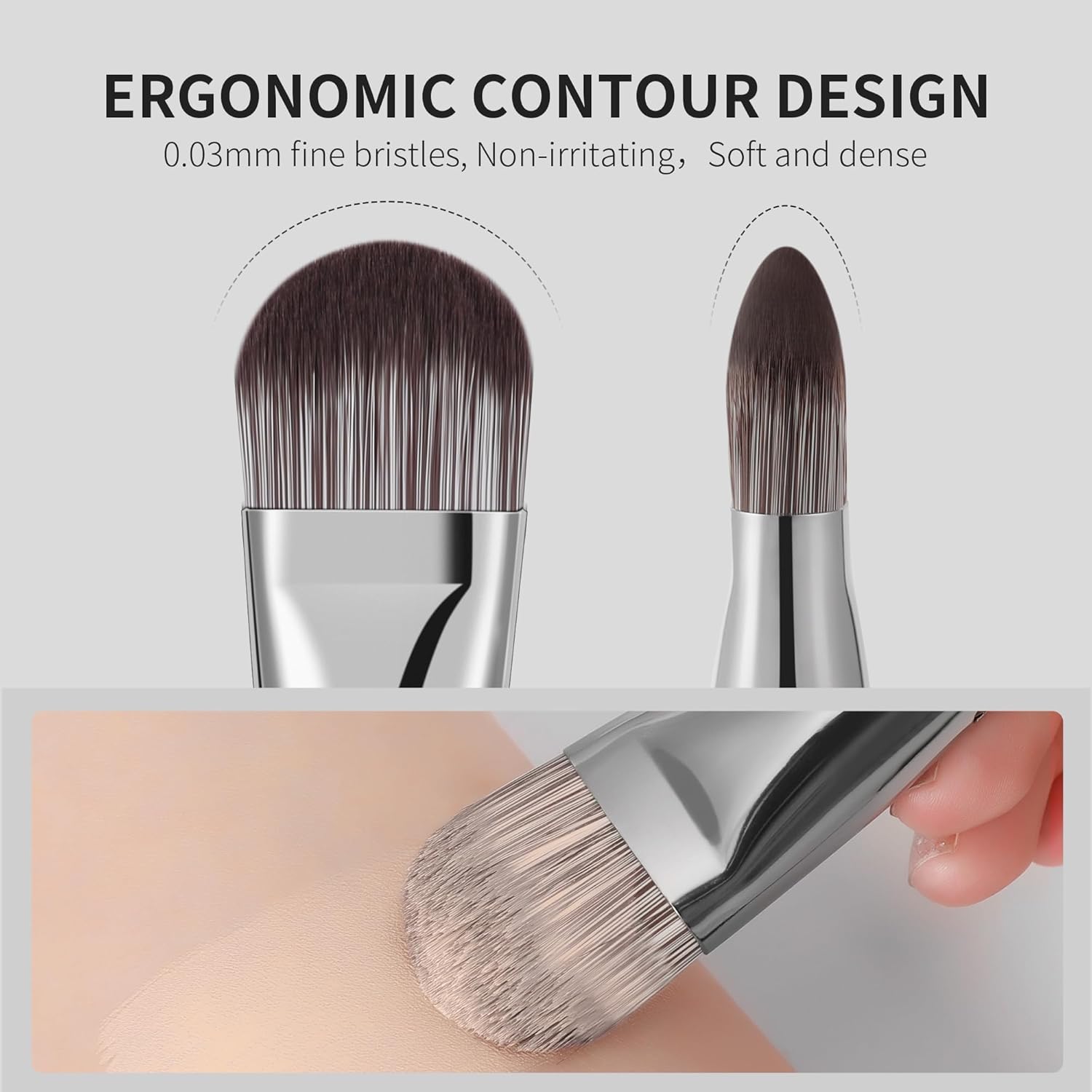 DUcare Premium Synthetic Hair Flat Foundation Brush for Liquid Makeup Multi-Purpose Size - Image 2