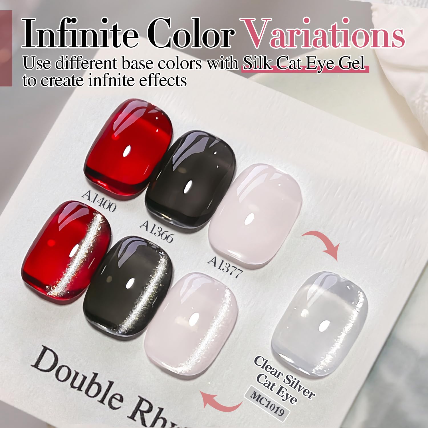 Double Rhythm 0.5 OZ Magnetic Cat Eye Gel Polish 15ML Silver Holographic Glitter - Image 8