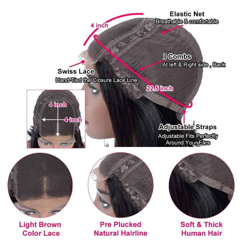 Josblue 4x4 Deep Wave Lace Front Wig 18" Natural Color 180% Density - Image 2