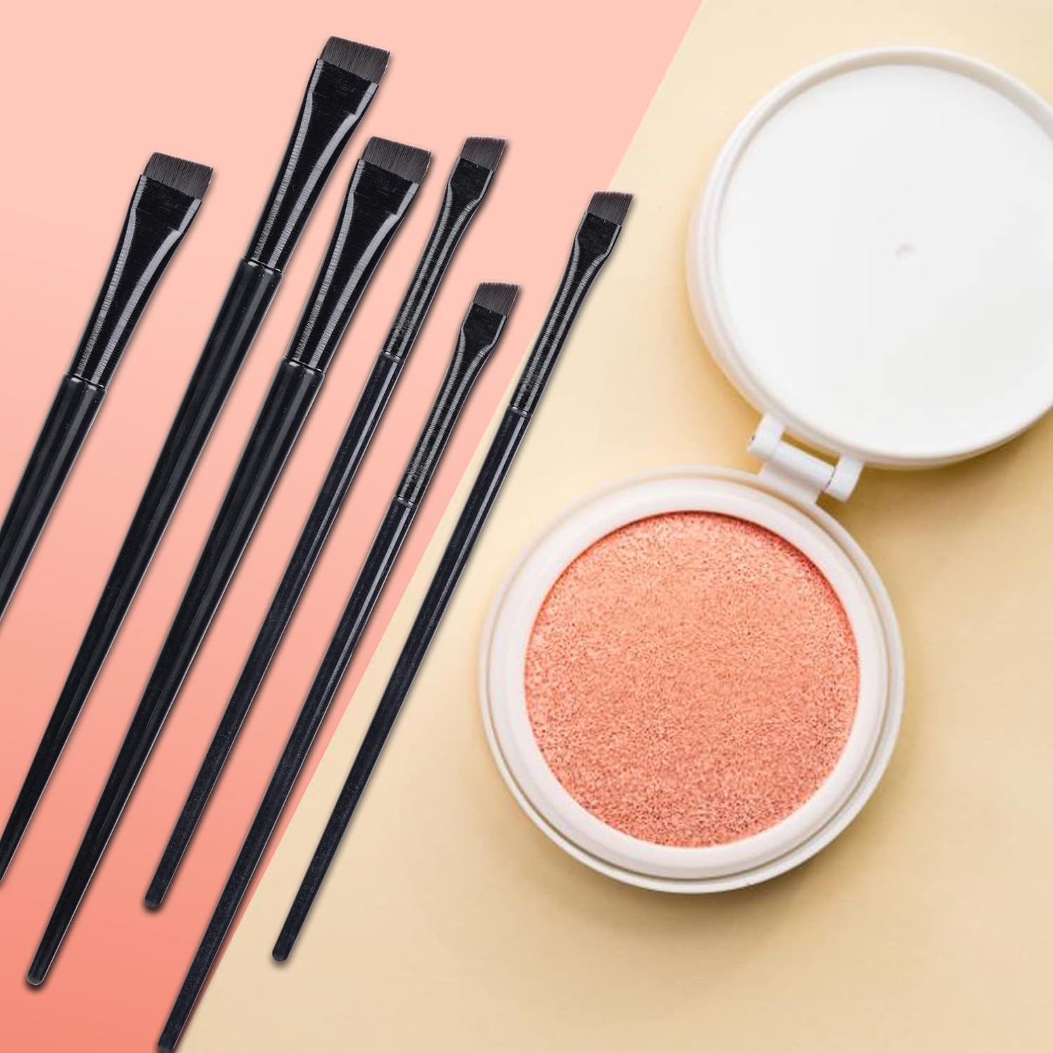 16 Piece Eyeliner and Eyebrow Brush Set Flat Tapered Brushes Makeup - Image 7