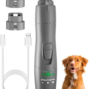Dog Nail Grinder with LED Light – Quiet 2-Speed Pet Nail Trimmer for Small & Medium Dogs and Cats – Low Vibration Professional Nail File for Painless Claw Grooming
