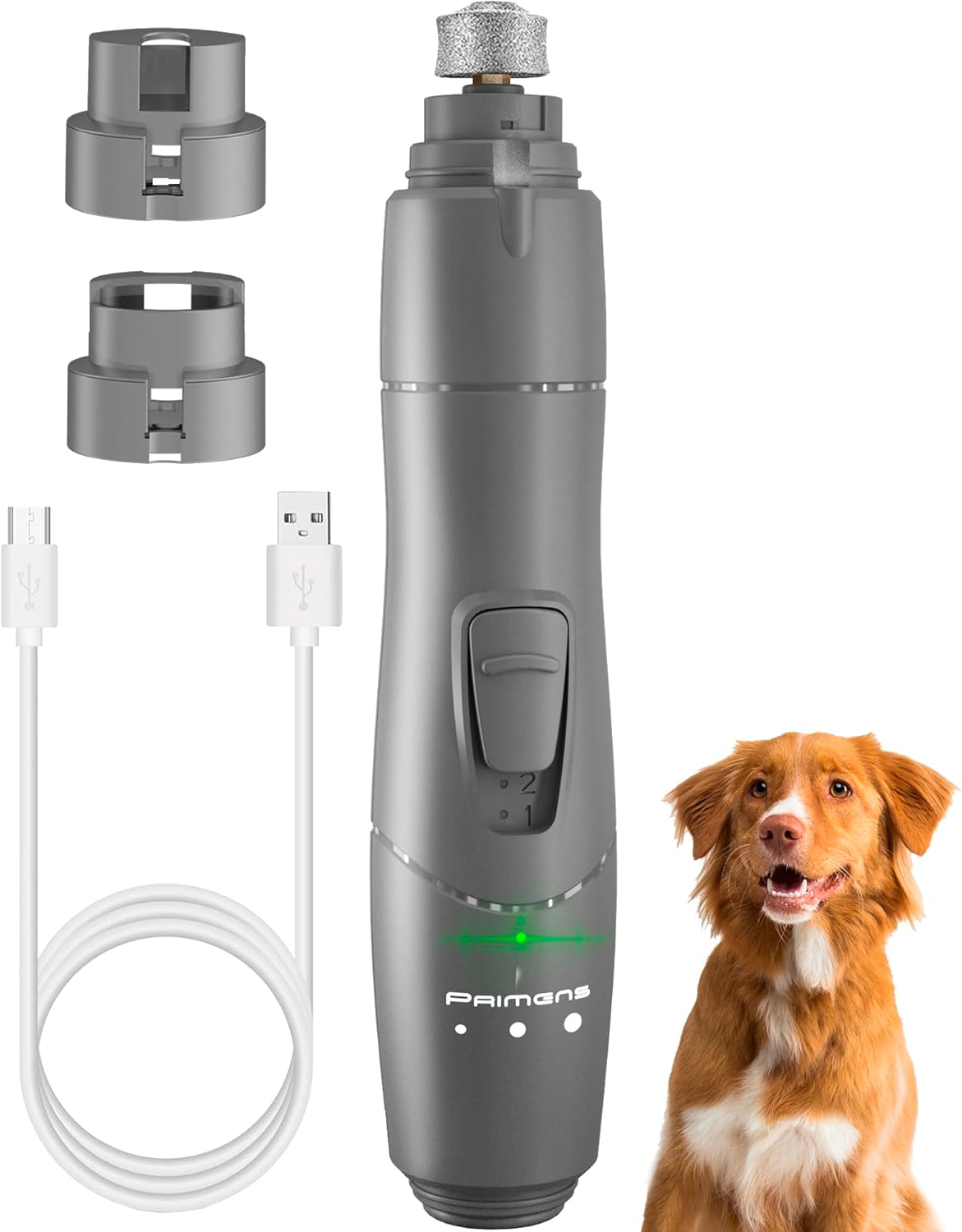 Dog Nail Grinder with LED Light – Quiet 2-Speed Pet Nail Trimmer for Small & Medium Dogs and Cats – Low Vibration Professional Nail File for Painless Claw Grooming