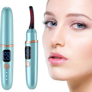 Heated Eyelash Curlers, Electric Eyelash Curler 3 Temperature Modes LED Display USB Rechargeable Heated Lash Curler, Natural Curling 24H Long Lasting for Women Makeup Tools, Green