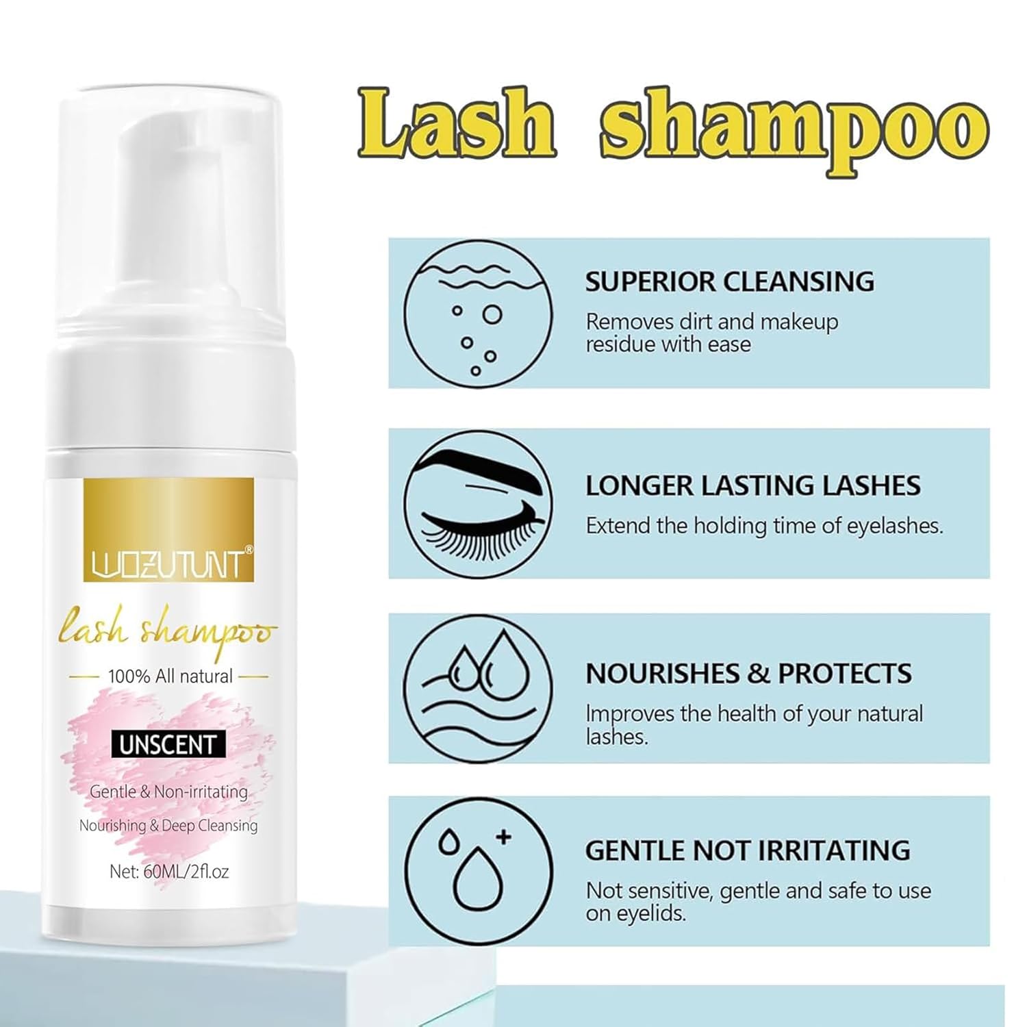 Eyelash Extension Mousse Shampoo Cleanser with USB Rechargeable Mini Fan Kit - Image 2