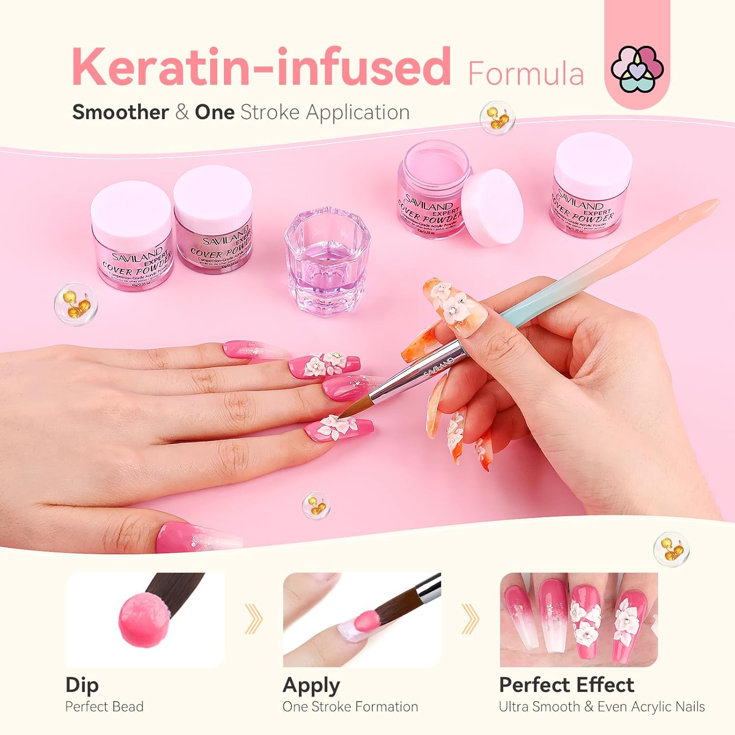 Saviland 100g (10g x 10 Colors) Clear Nude Pink Ultra Fine Acrylic Powder Set for Nail Art - Image 5